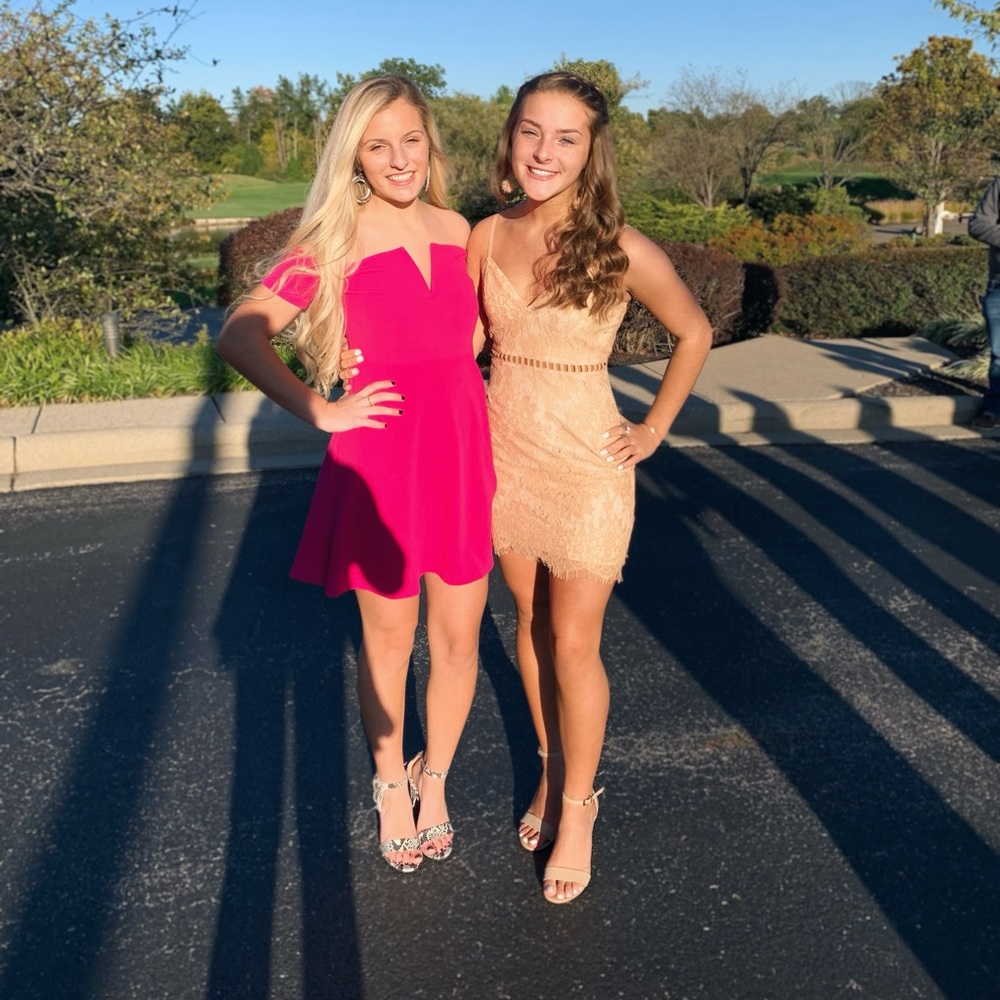 Tobi Blush/Tan Lace Homecoming Dress